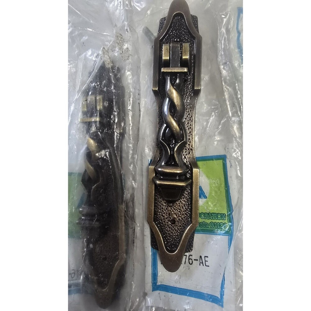 6 AMEROCK Vintage Antique Brass Pendant Pull with Backplate BP-276-AE